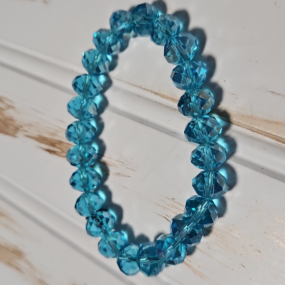 AZURE BLUE GLASS FLEX BRACLET - Picture 1 of 5